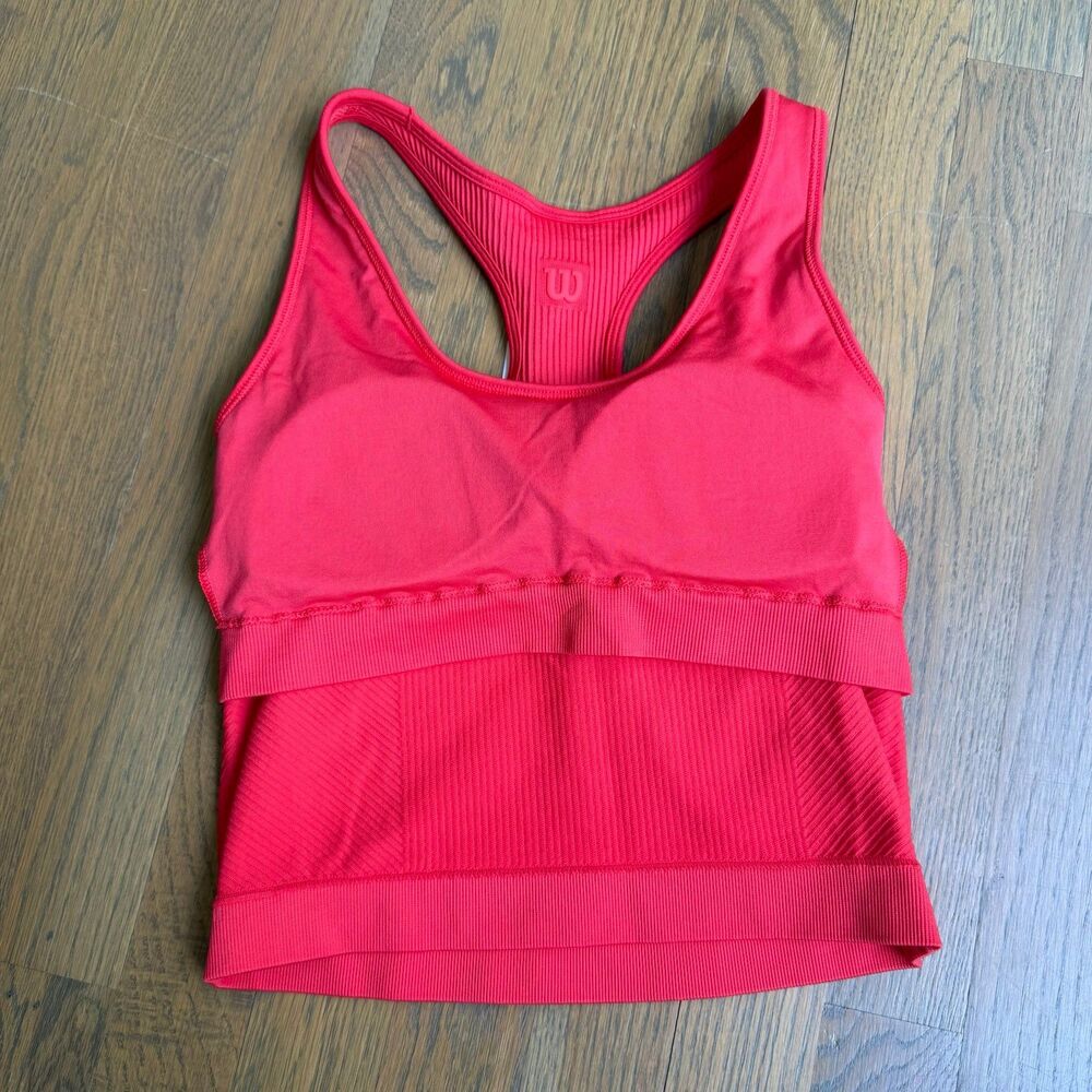 WILSON Everyday Brami Tennis Tank Top Sports Bra Infrared Red Small - Picture 8 of 11